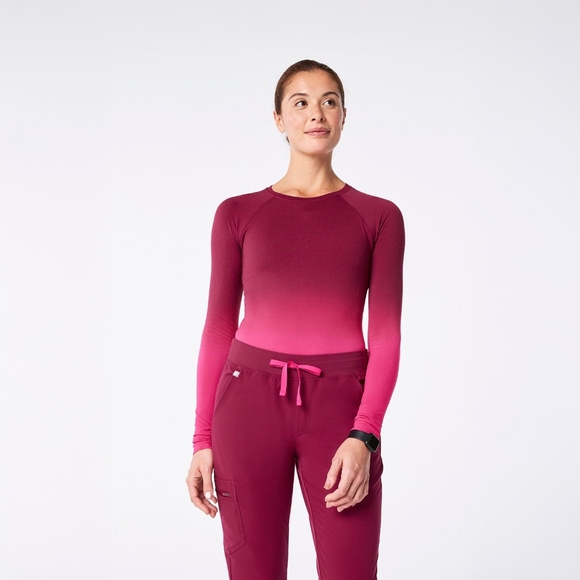 Figs Deep Cranberry Salta Seamless Longsleeve Underscrub - Picture 1 of 6
